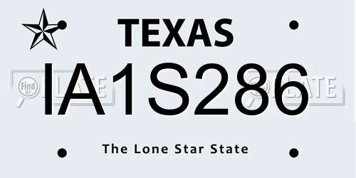 IA1S286 Texas License Plate