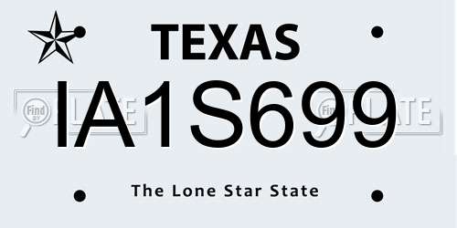 IA1S699 Texas License Plate