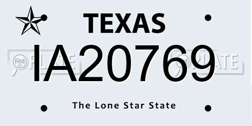 IA20769 Texas License Plate