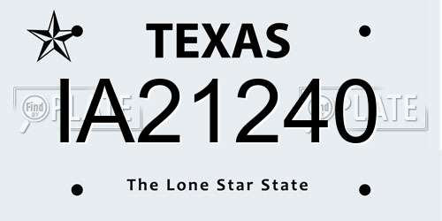 IA21240 Texas License Plate