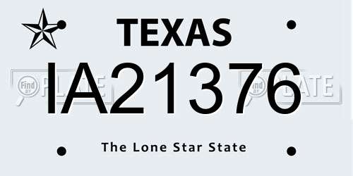 IA21376 Texas License Plate