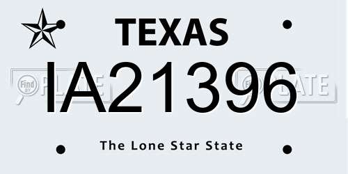 IA21396 Texas License Plate