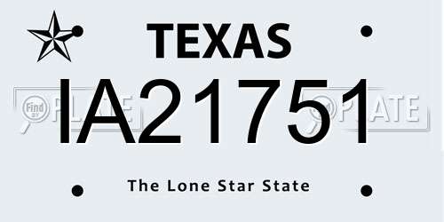 IA21751 Texas License Plate