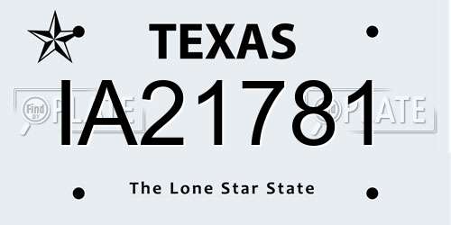 IA21781 Texas License Plate