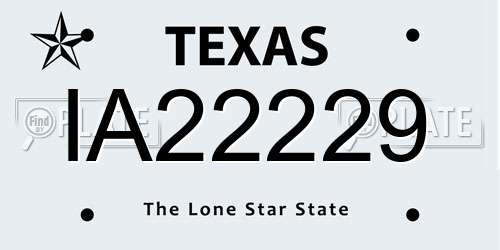 IA22229 Texas License Plate