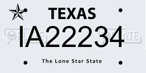 IA22234 Texas License Plate