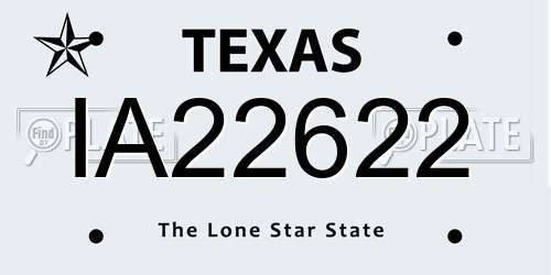 IA22622 Texas License Plate