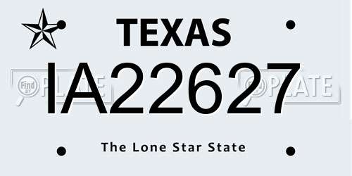 IA22627 Texas License Plate