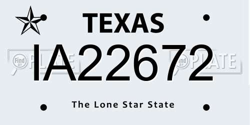 IA22672 Texas License Plate