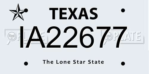 IA22677 Texas License Plate