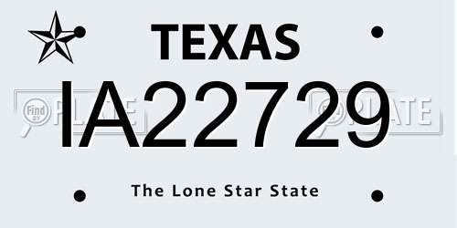 IA22729 Texas License Plate