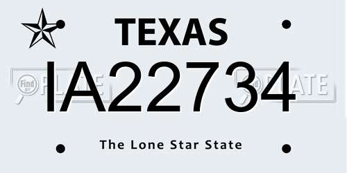 IA22734 Texas License Plate