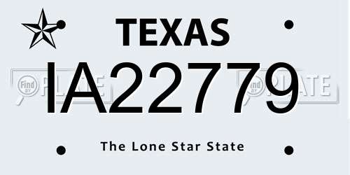 IA22779 Texas License Plate