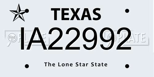 IA22992 Texas License Plate