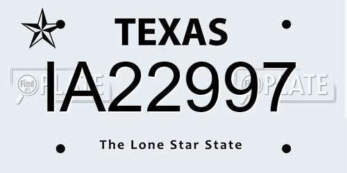 IA22997 Texas License Plate