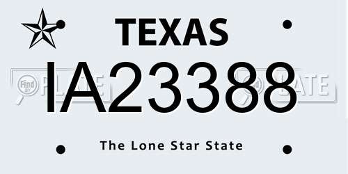 IA23388 Texas License Plate