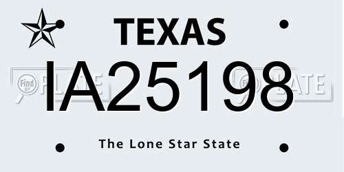 IA25198 Texas License Plate