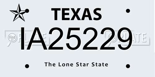 IA25229 Texas License Plate