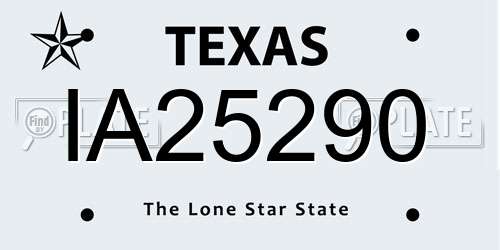 IA25290 Texas License Plate