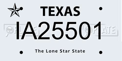 IA25501 Texas License Plate