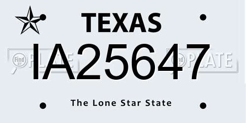 IA25647 Texas License Plate