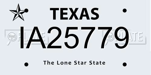 IA25779 Texas License Plate