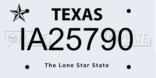 IA25790 Texas License Plate