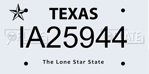 IA25944 Texas License Plate