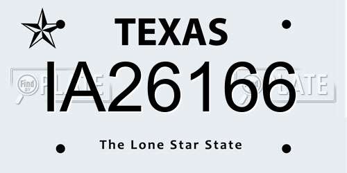 IA26166 Texas License Plate
