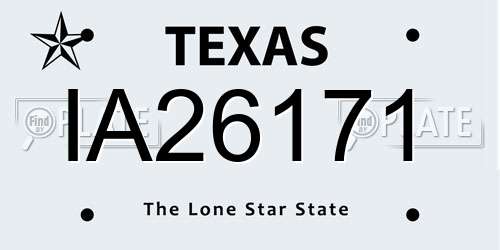 IA26171 Texas License Plate