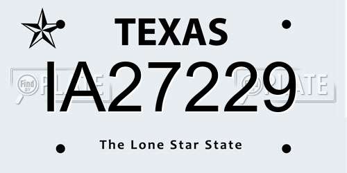 IA27229 Texas License Plate
