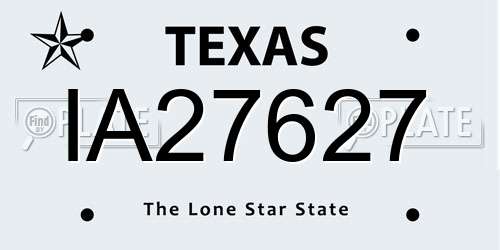 IA27627 Texas License Plate