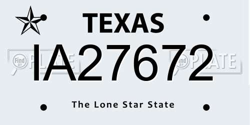 IA27672 Texas License Plate
