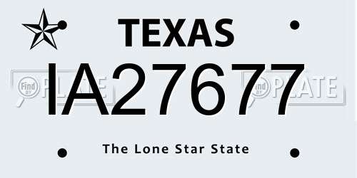 IA27677 Texas License Plate