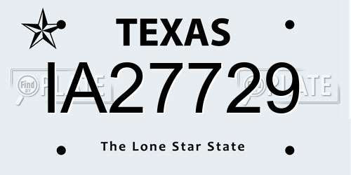 IA27729 Texas License Plate