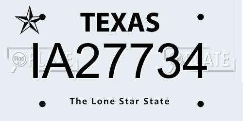 IA27734 Texas License Plate