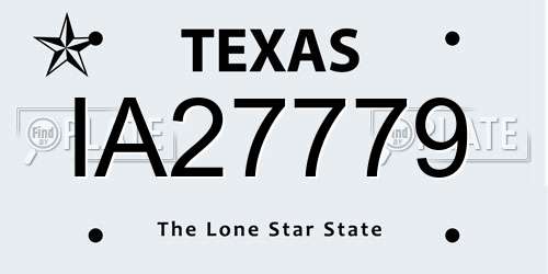 IA27779 Texas License Plate