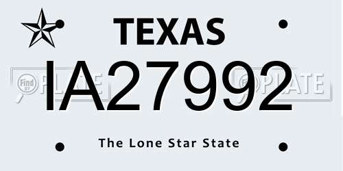 IA27992 Texas License Plate
