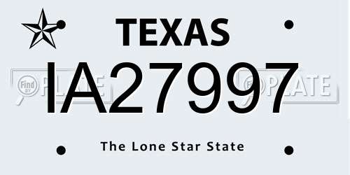 IA27997 Texas License Plate