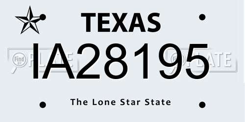 IA28195 Texas License Plate