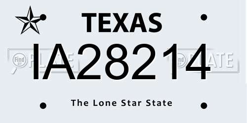 IA28214 Texas License Plate