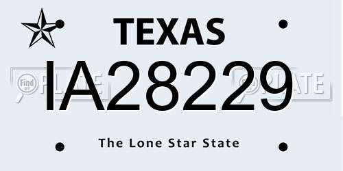 IA28229 Texas License Plate