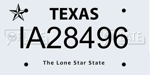 IA28496 Texas License Plate
