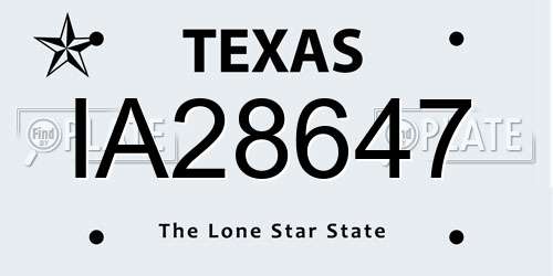IA28647 Texas License Plate