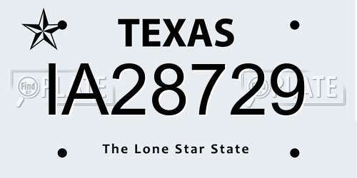 IA28729 Texas License Plate