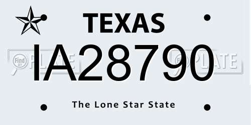 IA28790 Texas License Plate