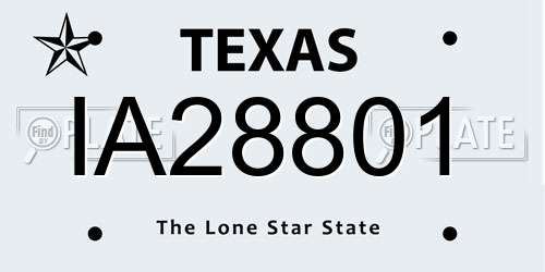 IA28801 Texas License Plate