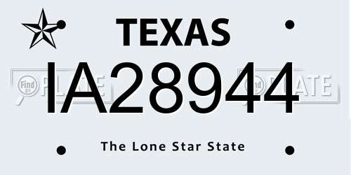 IA28944 Texas License Plate