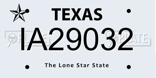IA29032 Texas License Plate