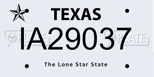 IA29037 Texas License Plate